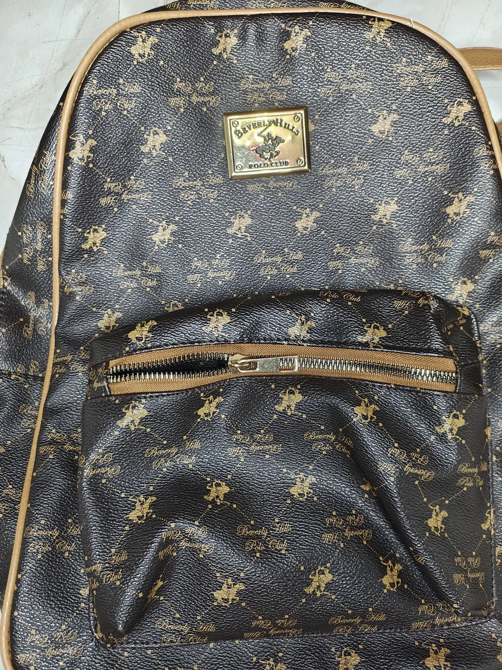 Vintage Logo Printed Brown Backpack - Unbranded